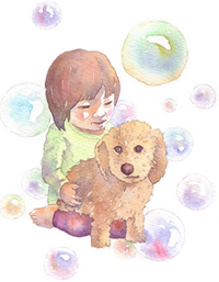 お子様と愛犬の似顔絵
<div class=