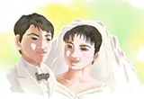 結婚式のカップル似顔絵