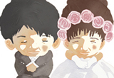 結婚カップルの似顔絵