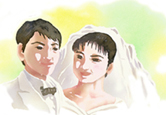 結婚式のカップル似顔絵